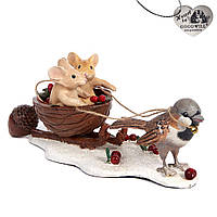 Новорічні фігури упряжка з птиці з мишами 30cm Goodwill (ціна за 1 штуку)
