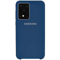 Силиконовый синий чехол накладка софт тач SILICONE COVER для samsung s20 ultra