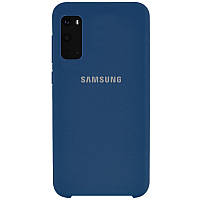 Силиконовый синий чехол накладка софт тач SILICONE COVER для samsung s20