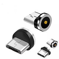 Магнітний круглий коннектор перехідник Lightning / Type-C / Micro-USB для магнітного кабелю