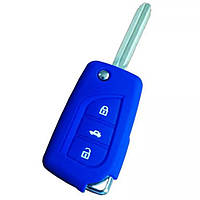 Силиконовый синий чехол на ключ Toyota Corolla Yaris Auris Avensis Verso Scion