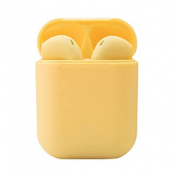 Бездротові навушники з мікрофоном bluetooth навушники в кейсі inPods 12 Macaron Soft Touch Жовті