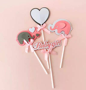 Топер для торта BABY GIRL | Рожевий