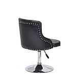 Стілець поворотний Олімп чорний кожзам + гудзики OLIMP CH - BASE на хром диску, крісло перукаря, фото 3