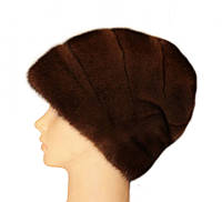 Норковая шапка-косынка "Стелла роза" цвет орех