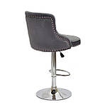 Стілець барний Олімп сірий оксамит + гудзики OLIMP BAR CH - BASE на хром диску, крісло візажиста, фото 3