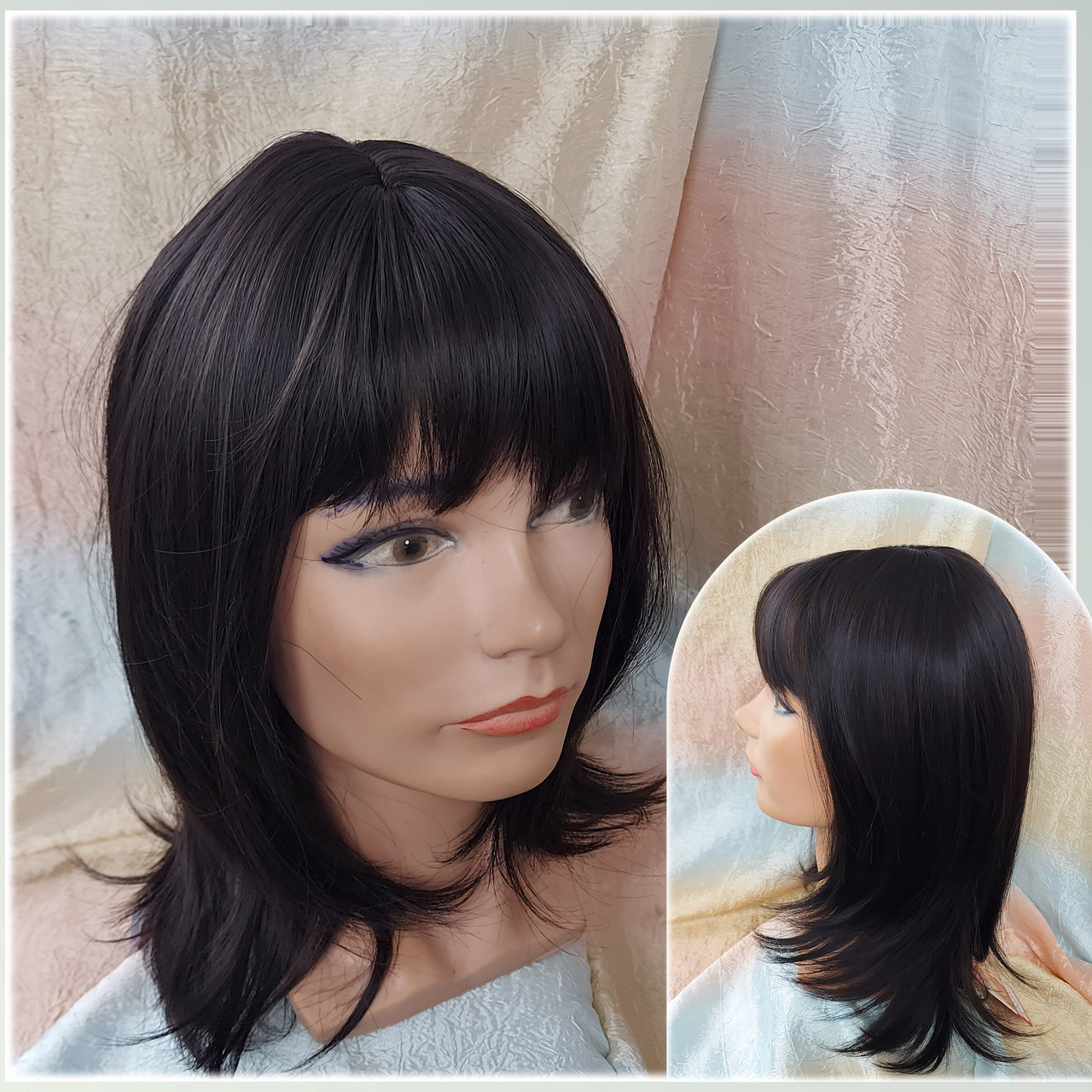 Парик італійка з термоволокна темно-шоколадний 5222- 4, фото 1