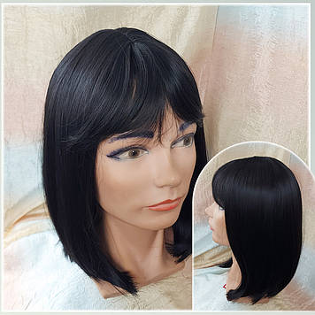 Перука довга каре з термоволокна чорна кава 5161А - 2