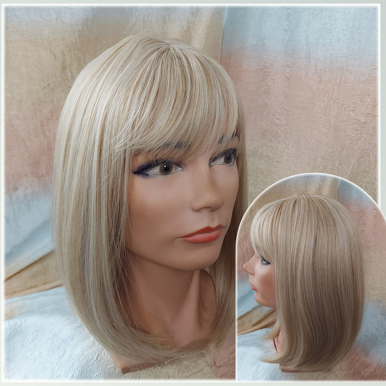 Перука довге каре з термоволокна пшеничний блонд 5161А - 24ВТ613, фото 1