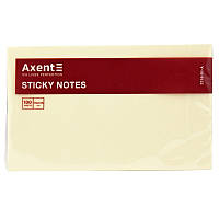Папір для нотаток з клейким шаром 75*125мм 100арк Axent жовтий