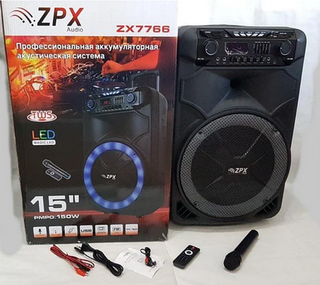 Професійна акумуляторна акустична система ZPX ZX7766 з TWS/Bluetooth/USB/FM, фото 2