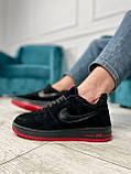 Крихітки зимові чоловічі Nike Air Force чорні з хутром найк аір форс замшові щоденні, фото 10