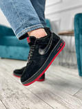 Крихітки зимові чоловічі Nike Air Force чорні з хутром найк аір форс замшові щоденні, фото 9