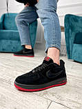 Крихітки зимові чоловічі Nike Air Force чорні з хутром найк аір форс замшові щоденні, фото 5