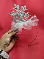 Сніжинка на обручі срібна новорічна Снежинка на ободке для новогоднего праздника 250 грн