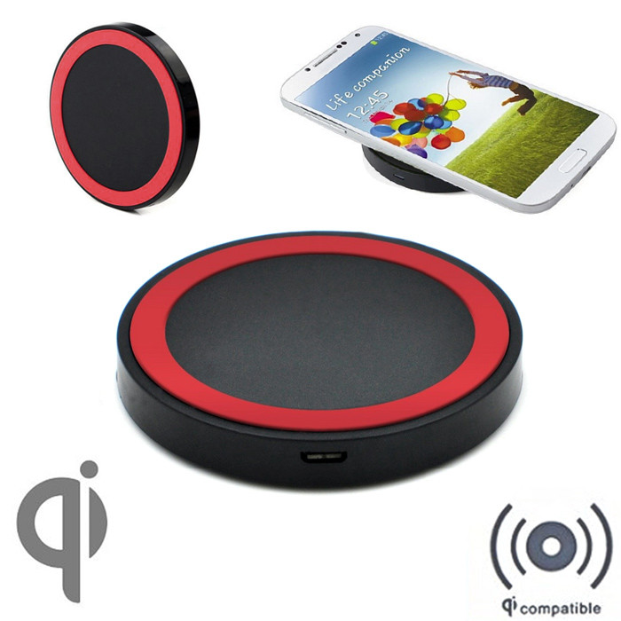 Qi Беспроводное зарядное устройство для телефона (Wireless charger) Ultra Slim Красный - фото 1 - id-p29583669