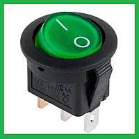 Клавішний перемикач IRS 101-8C, Кнопка-вимикач 2 положення 3 контакту. Зелена 20 мм