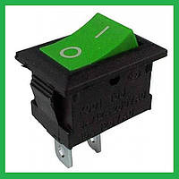 Кнопка KCD1-101, вимикач, тумблер 2 положення 2 контакт. зелена 21*15 мм. 1 шт.