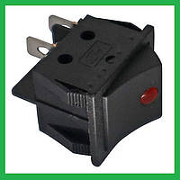 Кнопка, выключатель KCD4 с подсветкой (красная точка), тумблер 2 положения 4 контакта. 31*25 мм. 1 шт