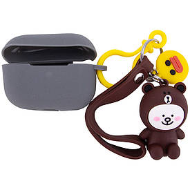 Силіконовий футляр Cute Charm для навушників AirPods Pro Ведмідь в костюмі / Коричневий