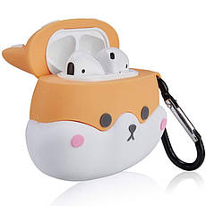 Силіконовий футляр Dogs для навушників AirPods 1/2 Corgi head / Рудий, фото 2