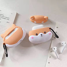 Силіконовий футляр Dogs для навушників AirPods 1/2 Corgi head / Рудий, фото 3