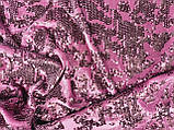 Оксамит(велюр) стрейч є. розшитий паєтками. чайна троянда,тканинна основа!, фото 3