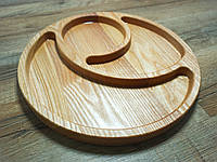 Менажница из дерева 240мм*20мм, тарелка для сервировки 3-секций дуб-ясень