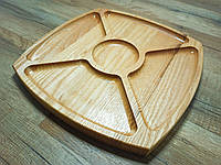 Менажница из дерева 240мм*20мм, тарелка для сервировки 5-секций дуб-ясень