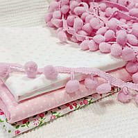 Лента помпон, розово - пудровый Д - 1,3 см