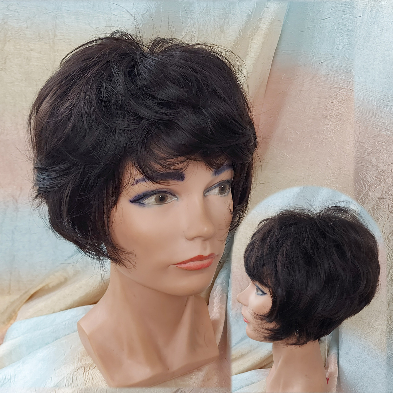 Перука пишна піксі боб з термоволосся шоколадний 2851-6, фото 1