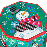 Коробка новорічна восьмигранна з ручками "Снеговичек" (3 розміри), фото 3