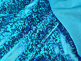 Тканина голограма. Колір блакитний бірюза, легкий стрейч., фото 3