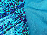 Тканина голограма. Колір блакитний бірюза, легкий стрейч., фото 7