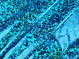 Тканина голограма. Колір блакитний бірюза, легкий стрейч., фото 5