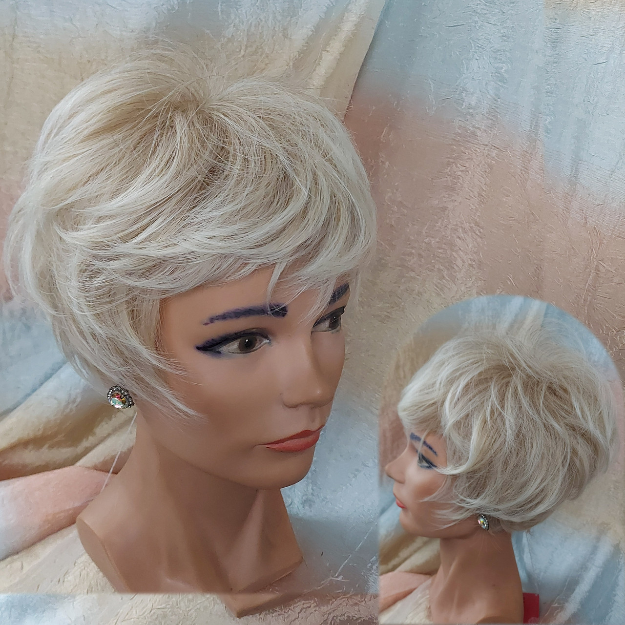 Перука пишна піксі боб з термоволосся платіновний блонд TR AGATA-15ВТ613, фото 1