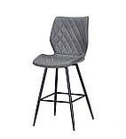 Полубарный стілець стаціонарний Тоні сірий кожзам TONI BAR 65-ML на чорних ніжках метал, фото 3