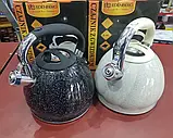 Чайник зі свистком 3 л мармурове покриття Edenberg EB-1904 Чайник для індукційної плити Чайник газовий, фото 4