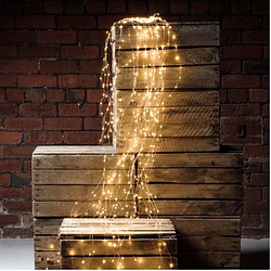 Гирлянда промені роси або Кінський хвіст,  2 м, 200 LED, 10 ниток, живлення 220 V теплий білий