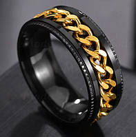 Чоловіче жіноче кільце-спідниця чорне вставка золотиста 18-23