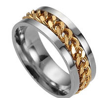 Чоловіче жіноче кільце спінер хром вставка золотиста 18-22