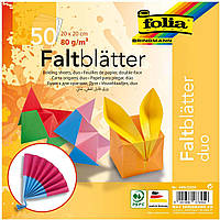 Набір паперу для Орігамі Дует (2-х стороння), 10 цв, 20*20см, 50л, 80г/кв. м, Folia 498/2020