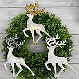 Новорічна прикраса «Олень» білий 15 см, фото 2