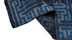 Сіро-синій геометричний тонкий безворсовий килим