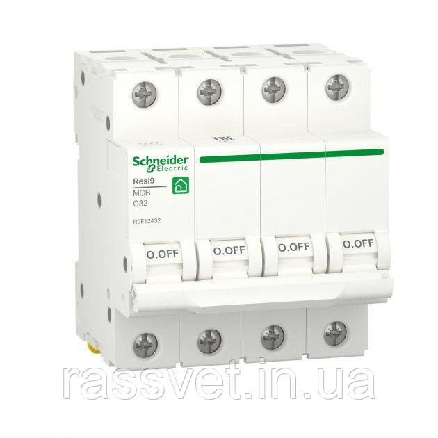 Автоматичний вимикач 4P, 32 A, C, 6kA Schneider Electric , Resi9