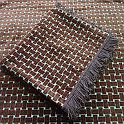 Комплект полуторних гобеленових покривал на ліжка та крісла Квадратний візерунок коричневого кольору