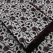 Комплект полуторних гобеленових покривал на ліжка та крісла Квіткове плетіння візерунок бордового кольору