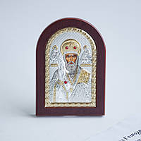 Икона Святой Николай Чудотворец с позолотой арка