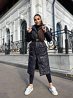 Женское стеганное пальто на запах с поясом фастекс и карманами (р. S-L) 5PA225