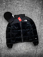 Куртка пуховик мужская The North Face черная теплая модная холлофайбер укороченная